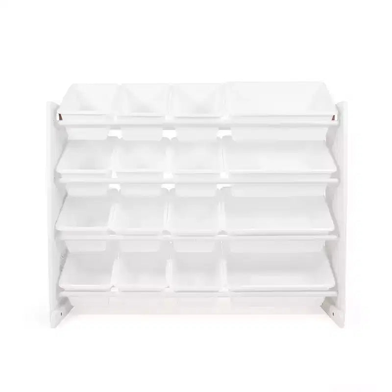 Organizzatore per giocattoli extra-large per bambini con 16 contenitori, Bianco