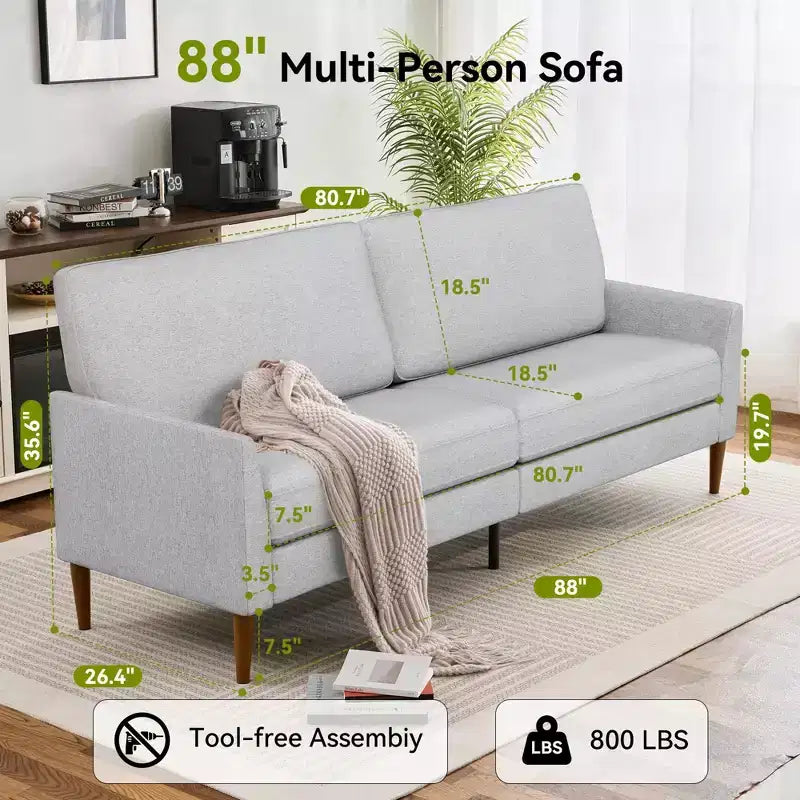 Divanetto extra large da 223 cm per soggiorno, camera da letto e ufficio