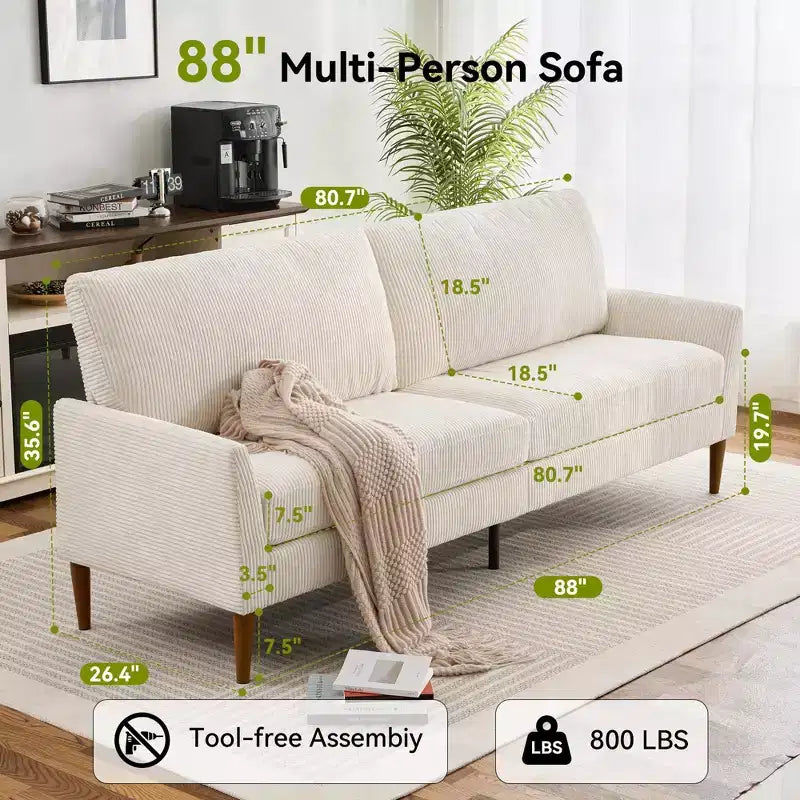 Divanetto extra large da 223 cm per soggiorno, camera da letto e ufficio