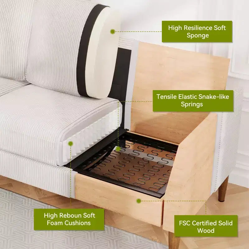 Divanetto extra large da 223 cm per soggiorno, camera da letto e ufficio