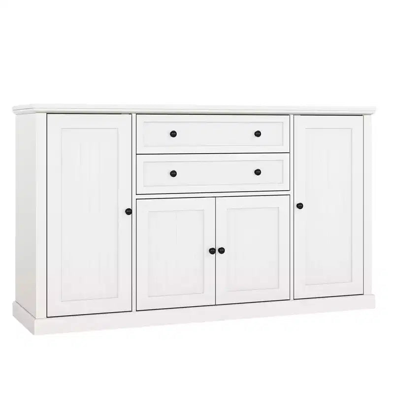 Madia Credenza da 58" con Ante e Cassetti, Mobile Dispensa da Cucina in Legno Stile Fattoria con 4 Ante e 2 Cassetti, Mobile Contenitore per Bar Caffè