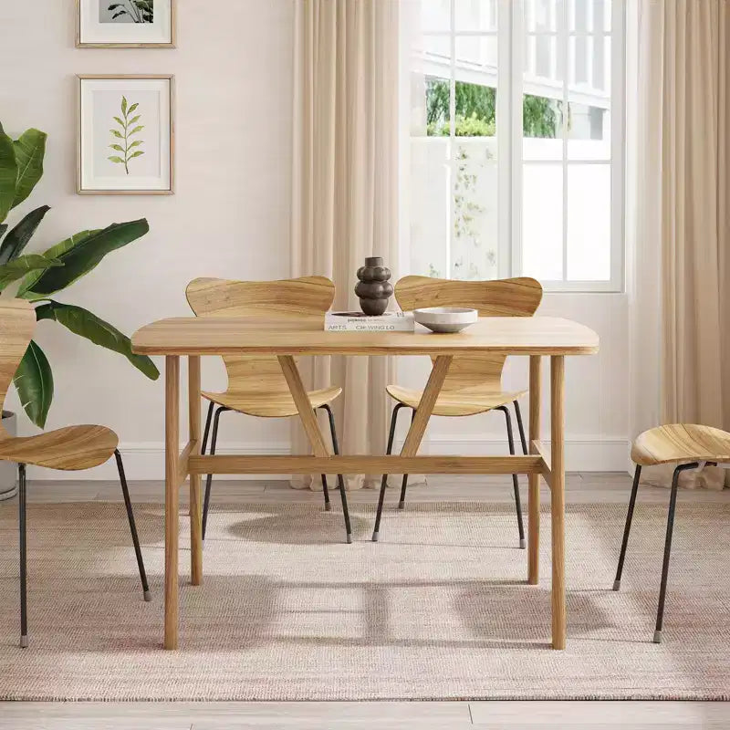 Tavolo da pranzo in legno da 47" per 4-6 persone, tavolo da cucina moderno con robusta struttura in metallo
