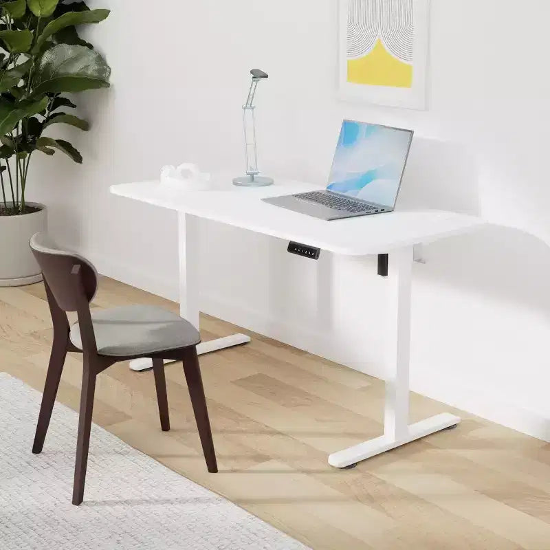 Scrivania elettrica regolabile in altezza 48" x 24" con piano divisibile, bianca