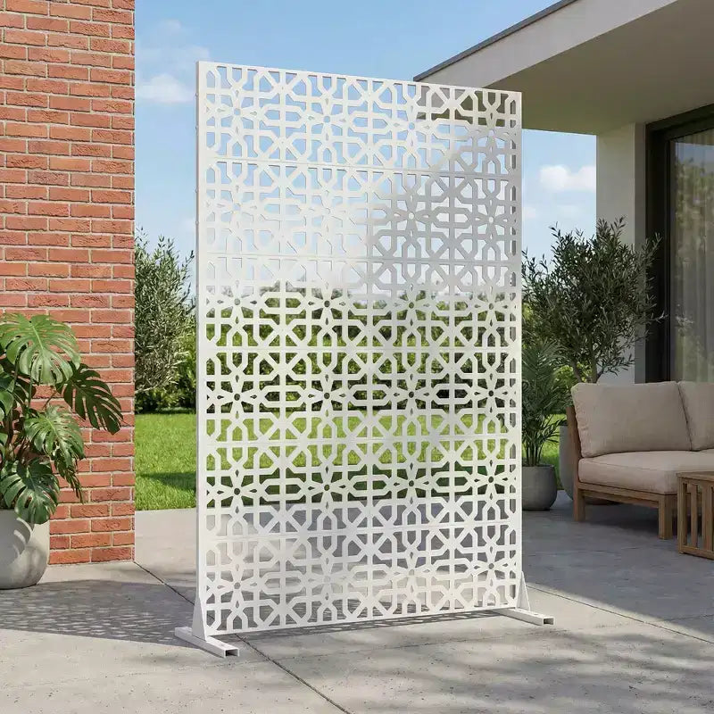 72x47" Pannello Bianco per Privacy da Esterni, Divisorio Pieghevole a 6 Pezzi per Cortile e Giardino
