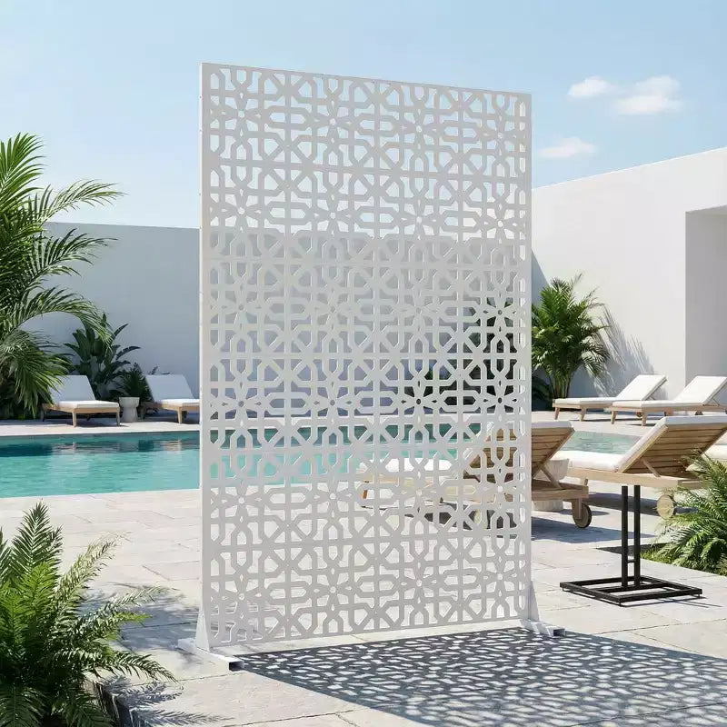 72x47" Pannello Bianco per Privacy da Esterni, Divisorio Pieghevole a 6 Pezzi per Cortile e Giardino