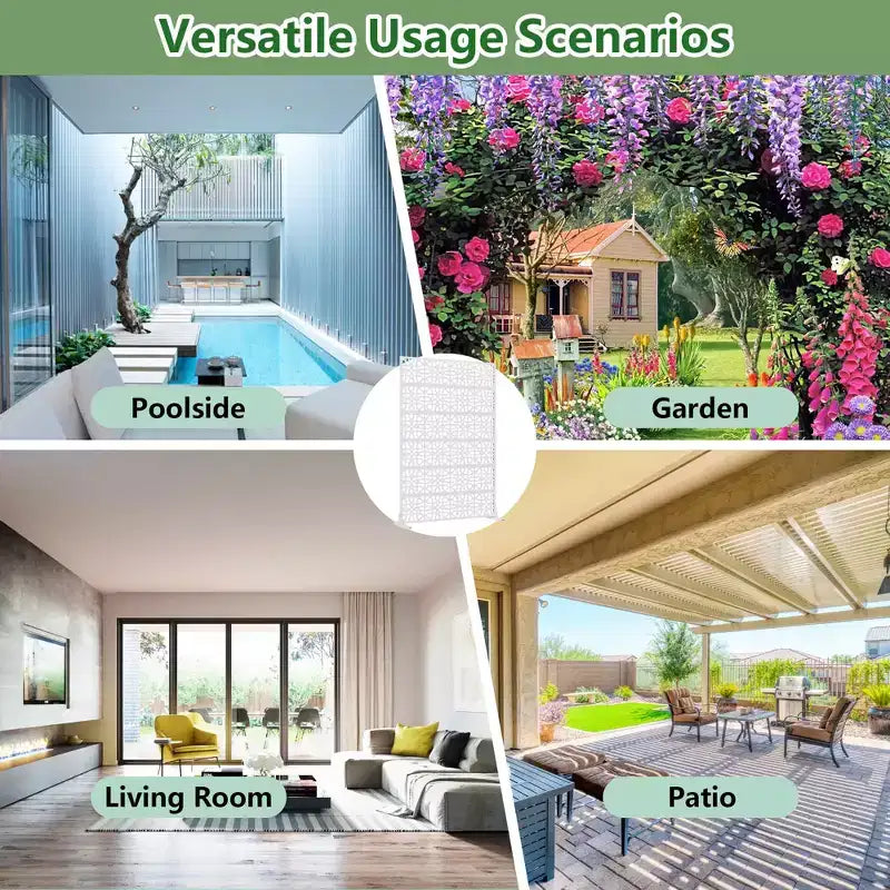 72x47" Pannello Bianco per Privacy da Esterni, Divisorio Pieghevole a 6 Pezzi per Cortile e Giardino