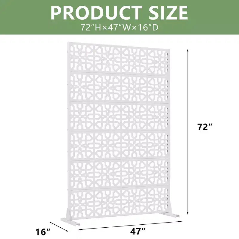 72x47" Pannello Bianco per Privacy da Esterni, Divisorio Pieghevole a 6 Pezzi per Cortile e Giardino