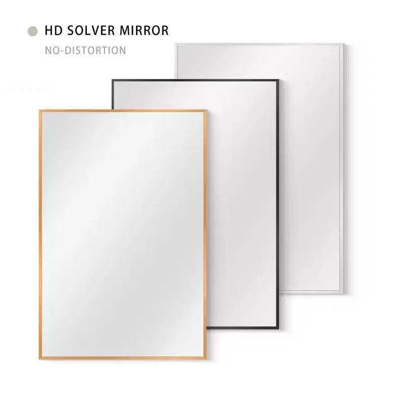 Specchio da Appendere, Bordo Sottile in Lega di Alluminio, Rettangolo ad Angolo Retto, Oro, 38x26x1in, Doppio Lato