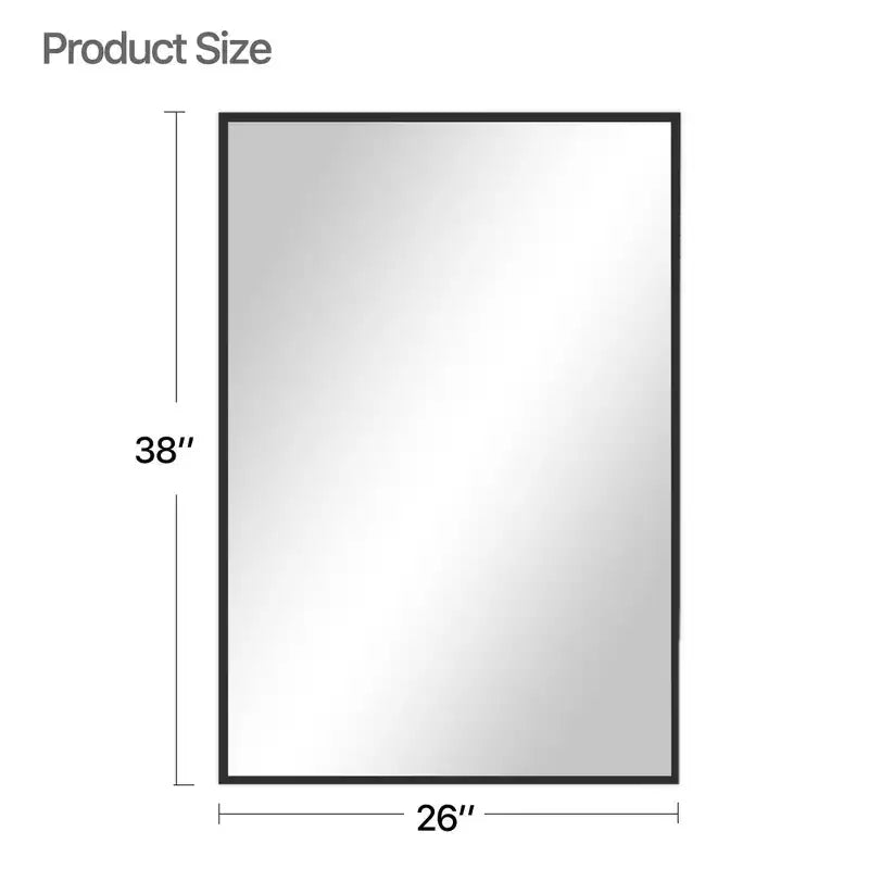 Specchio da Appendere, Bordo Sottile in Lega di Alluminio, Rettangolo ad Angolo Retto, Oro, 38x26x1in, Doppio Lato