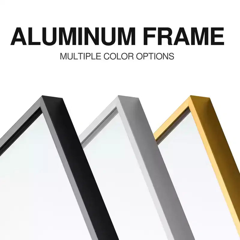 Specchio da Appendere, Bordo Sottile in Lega di Alluminio, Rettangolo ad Angolo Retto, Oro, 38x26x1in, Doppio Lato