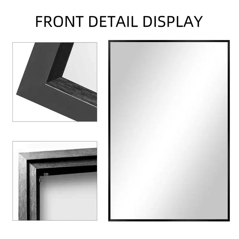 Specchio da Appendere, Bordo Sottile in Lega di Alluminio, Rettangolo ad Angolo Retto, Oro, 38x26x1in, Doppio Lato