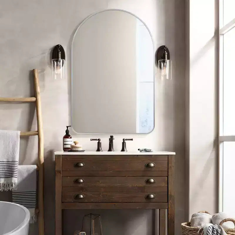 Specchio da Appendere, Bordo Sottile in Lega di Alluminio, Rettangolo ad Angolo Retto, Oro, 38x26x1in, Doppio Lato