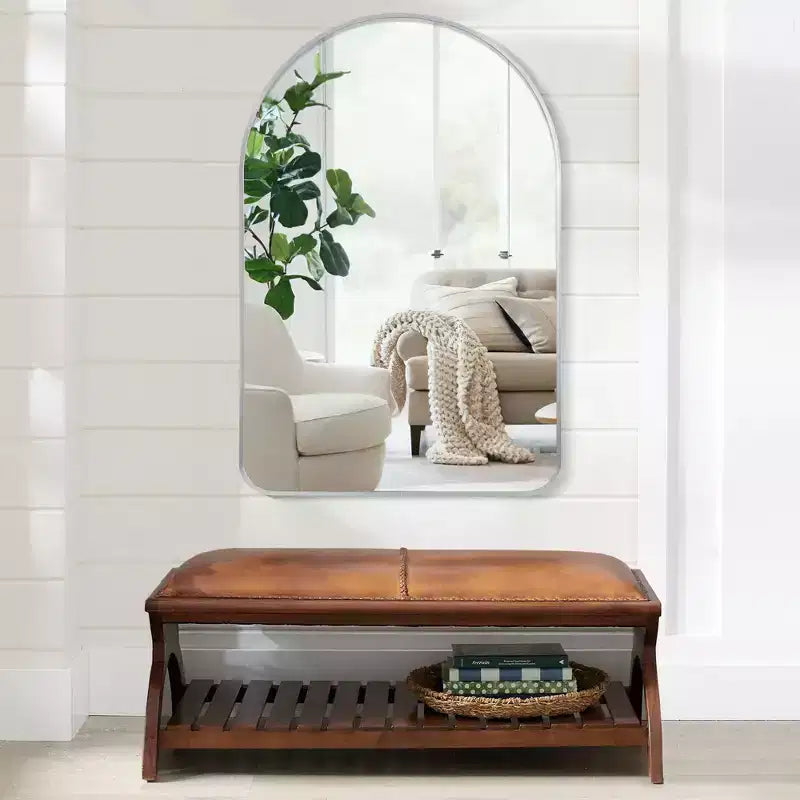Specchio da Appendere, Bordo Sottile in Lega di Alluminio, Rettangolo ad Angolo Retto, Oro, 38x26x1in, Doppio Lato