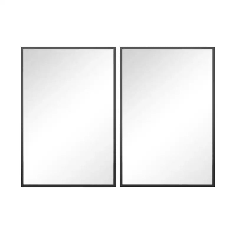 Specchio da Appendere, Bordo Sottile in Lega di Alluminio, Rettangolo ad Angolo Retto, Oro, 38x26x1in, Doppio Lato
