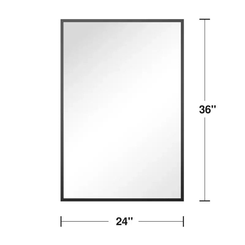Specchio da Appendere, Bordo Sottile in Lega di Alluminio, Rettangolo ad Angolo Retto, Oro, 38x26x1in, Doppio Lato