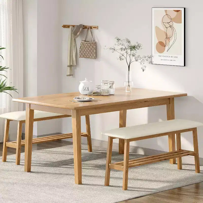 Panca da pranzo in legno massello 99 cm, panca da ingresso e da camera da letto con scarpiera