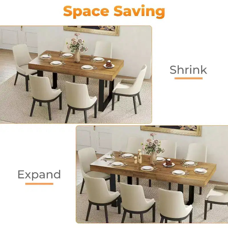 Tavolo da Pranzo Allungabile da 160-200 cm, per 6-10 persone, Rettangolare con Gambe a U, Marrone