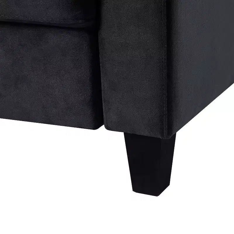 Poltrona d'Appoggio Accent in Velluto con Gambe in Legno, Stile Moderno di Metà Secolo, Nera