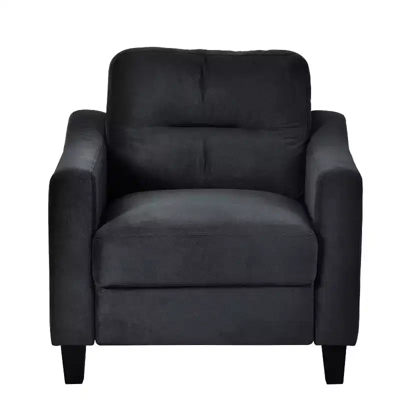 Poltrona d'Appoggio Accent in Velluto con Gambe in Legno, Stile Moderno di Metà Secolo, Nera