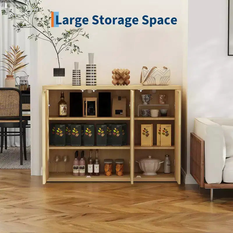 Mobile buffet credenza da 118,6 cm con 3 ante e ripiani regolabili, consolle per media con scanalature