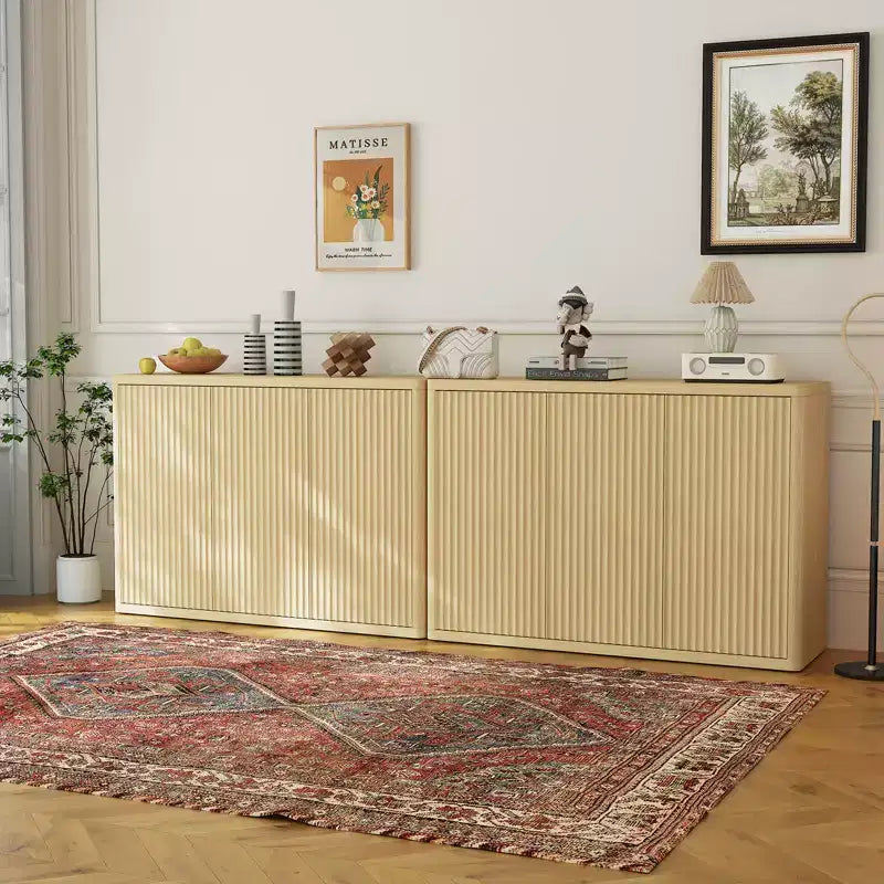 Mobile buffet credenza da 118,6 cm con 3 ante e ripiani regolabili, consolle per media con scanalature