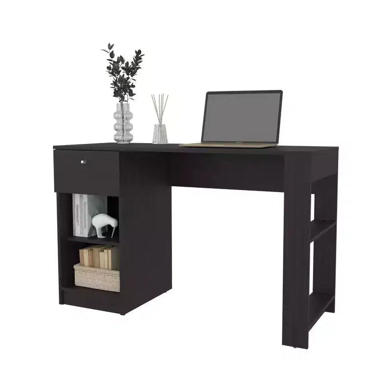 Scrivania minimalista da 75,7 cm con 1 cassetto e 2 ripiani aperti
