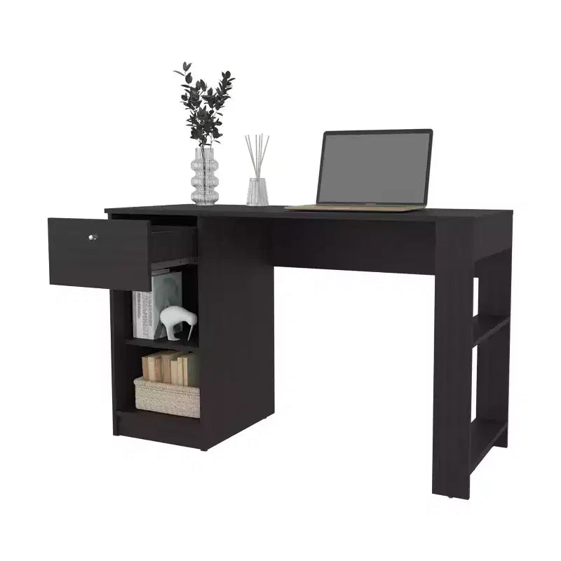 Scrivania minimalista da 75,7 cm con 1 cassetto e 2 ripiani aperti