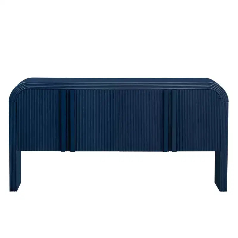 Consolle moderna curva da 63", tavolo da ingresso con 4 ante e ripiano regolabile, consolle stretta per corridoio, soggiorno