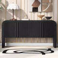 Consolle moderna curva da 63", tavolo da ingresso con 4 ante e ripiano regolabile, consolle stretta per corridoio, soggiorno