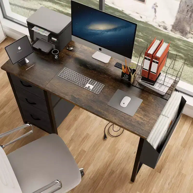 Scrivania moderna da 47,3" con 3 cassetti, scrivania da ufficio con tasca laterale per soggiorno, sala lettura, ufficio