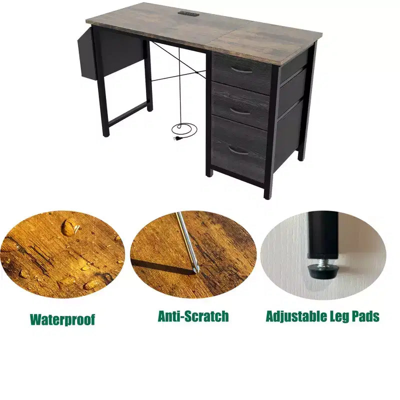 Scrivania moderna da 47,3" con 3 cassetti, scrivania da ufficio con tasca laterale per soggiorno, sala lettura, ufficio
