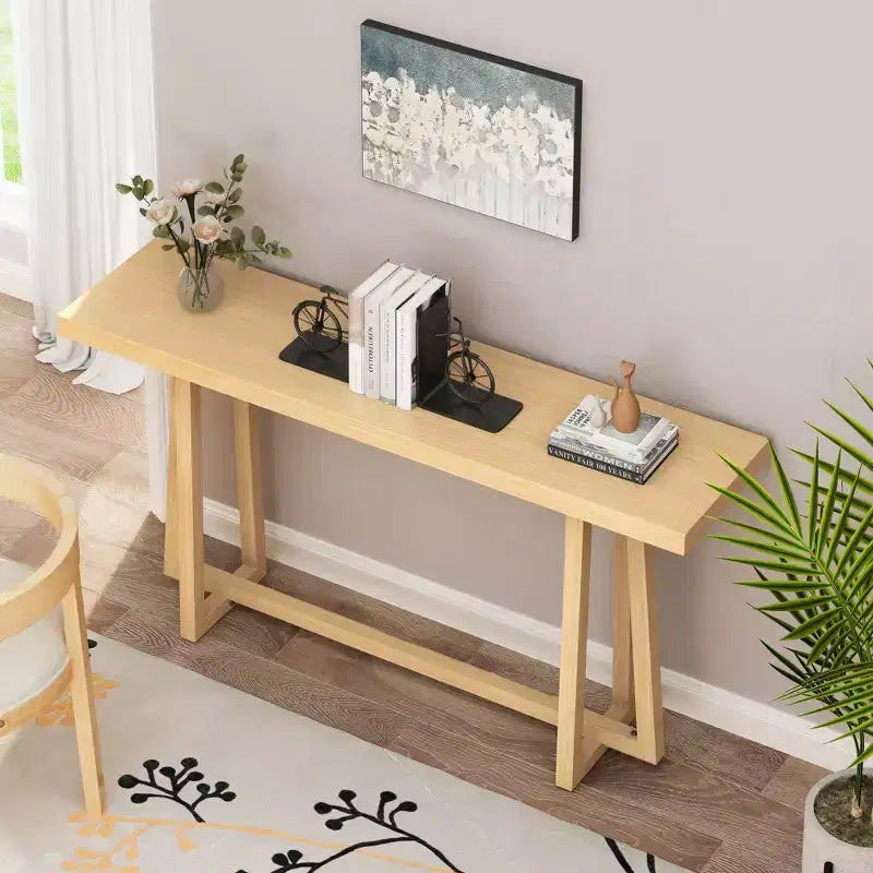 Tavolo da ingresso rettangolare minimalista 59.84IN, tavolo consolle con design unico delle gambe e ripiano spesso, tavolo d'accento per foyer, esterni