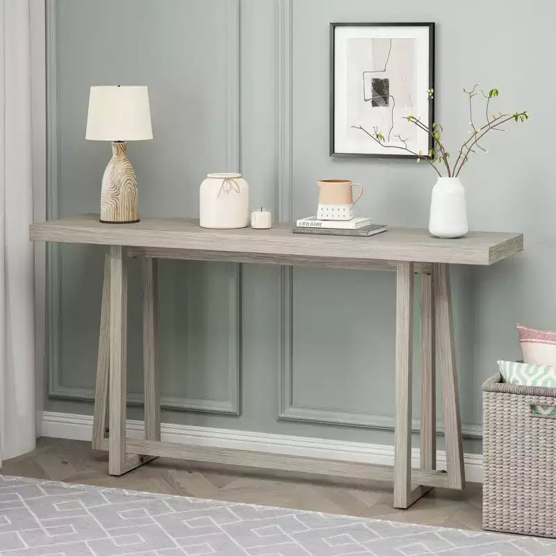 Tavolo da ingresso rettangolare minimalista 59.84IN, tavolo consolle con design unico delle gambe e ripiano spesso, tavolo d'accento per foyer, esterni