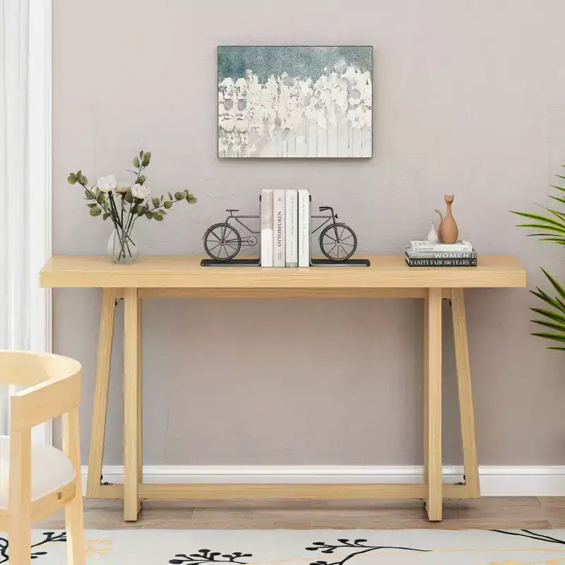 Tavolo da ingresso rettangolare minimalista 59.84IN, tavolo consolle con design unico delle gambe e ripiano spesso, tavolo d'accento per foyer, esterni