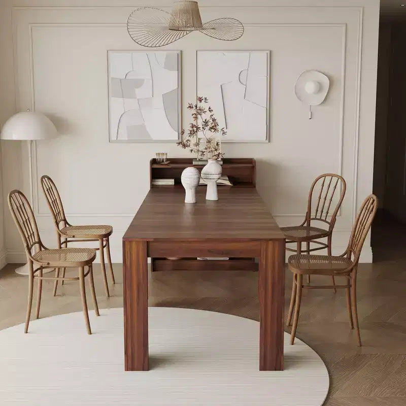 Tavolo da pranzo allungabile moderno da 242 cm con contenitore, design pieghevole salvaspazio