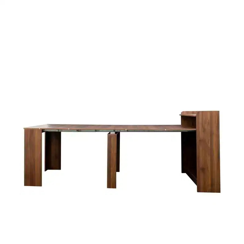Tavolo da pranzo allungabile moderno da 242 cm con contenitore, design pieghevole salvaspazio