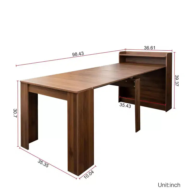 Tavolo da pranzo allungabile moderno da 242 cm con contenitore, design pieghevole salvaspazio