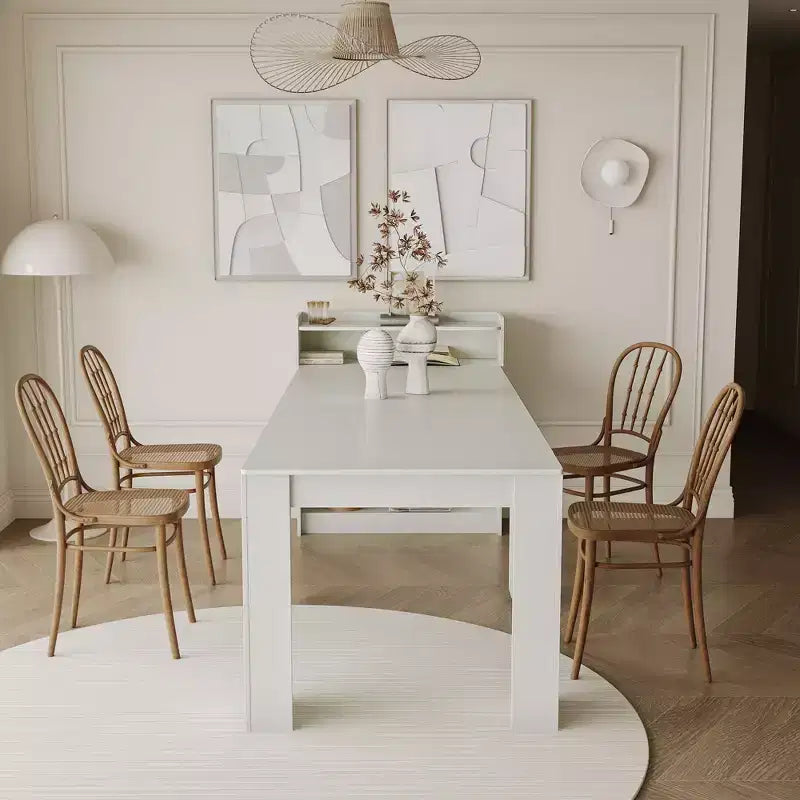 Tavolo da pranzo allungabile moderno da 242 cm con contenitore, design pieghevole salvaspazio