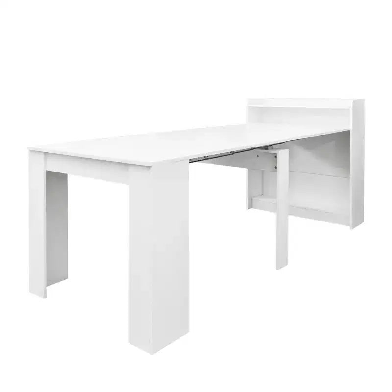 Tavolo da pranzo allungabile moderno da 242 cm con contenitore, design pieghevole salvaspazio