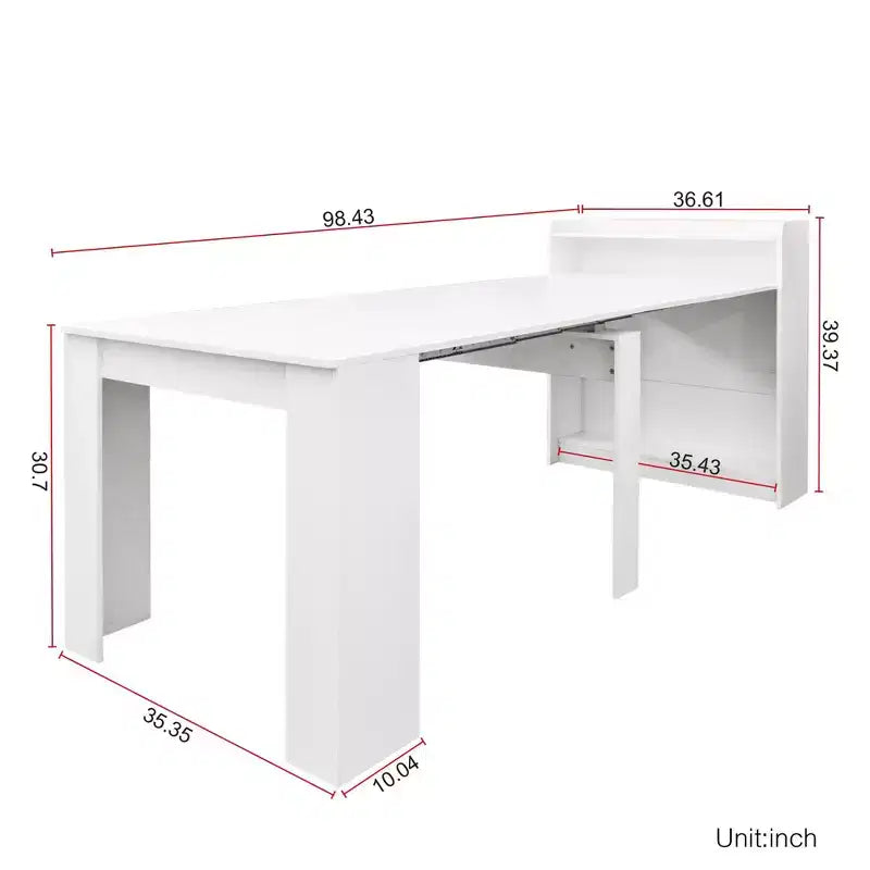 Tavolo da pranzo allungabile moderno da 242 cm con contenitore, design pieghevole salvaspazio