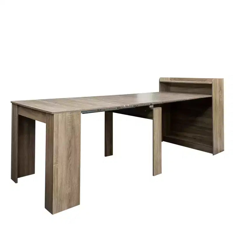 Tavolo da pranzo allungabile moderno da 242 cm con contenitore, design pieghevole salvaspazio