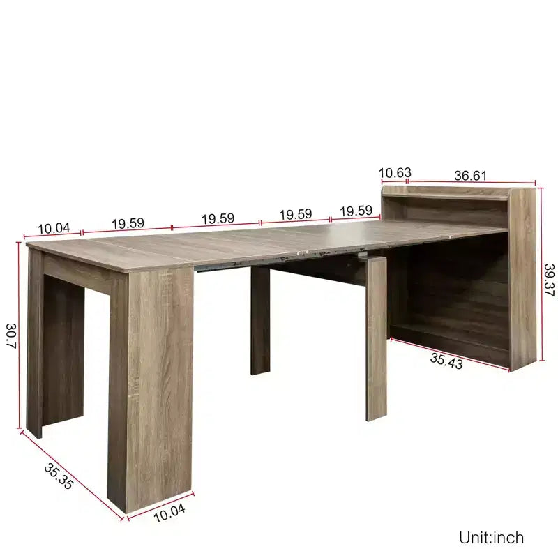 Tavolo da pranzo allungabile moderno da 242 cm con contenitore, design pieghevole salvaspazio
