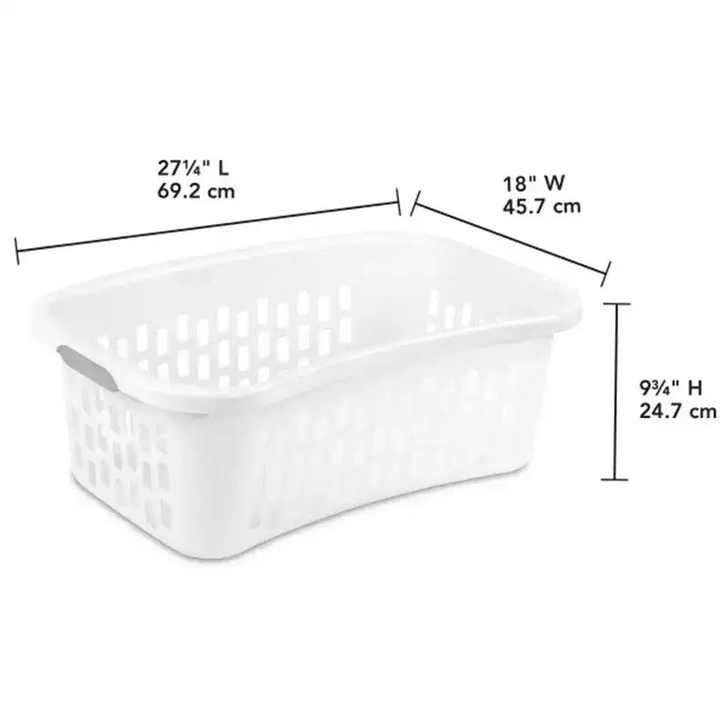 Cesto portabiancheria da 1,5 Bushel, in plastica, bianco, confezione da 6