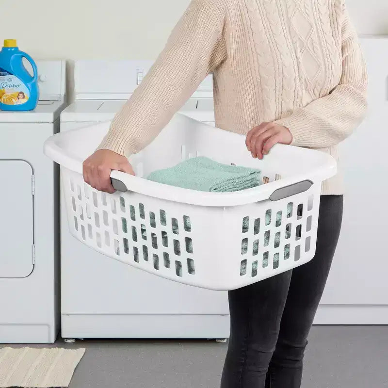 Cesto portabiancheria da 1,5 Bushel, in plastica, bianco, confezione da 6