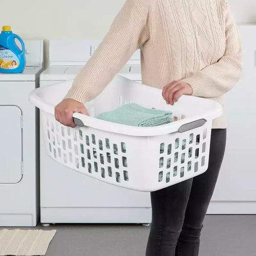 Cesto portabiancheria da 1,5 Bushel, in plastica, bianco, confezione da 6