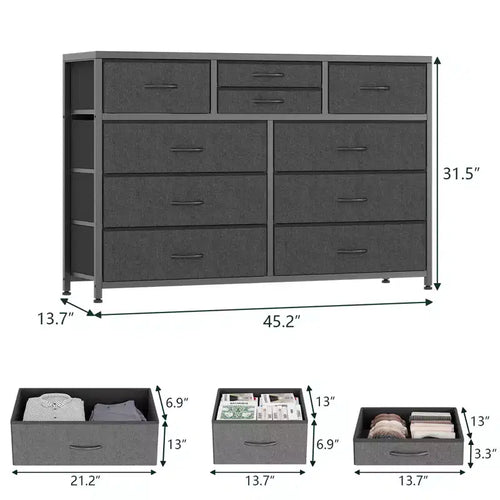 Cassettiera a 10 cassetti, mobile TV moderno e armadio contenitore per camera da letto, corridoio, cameretta