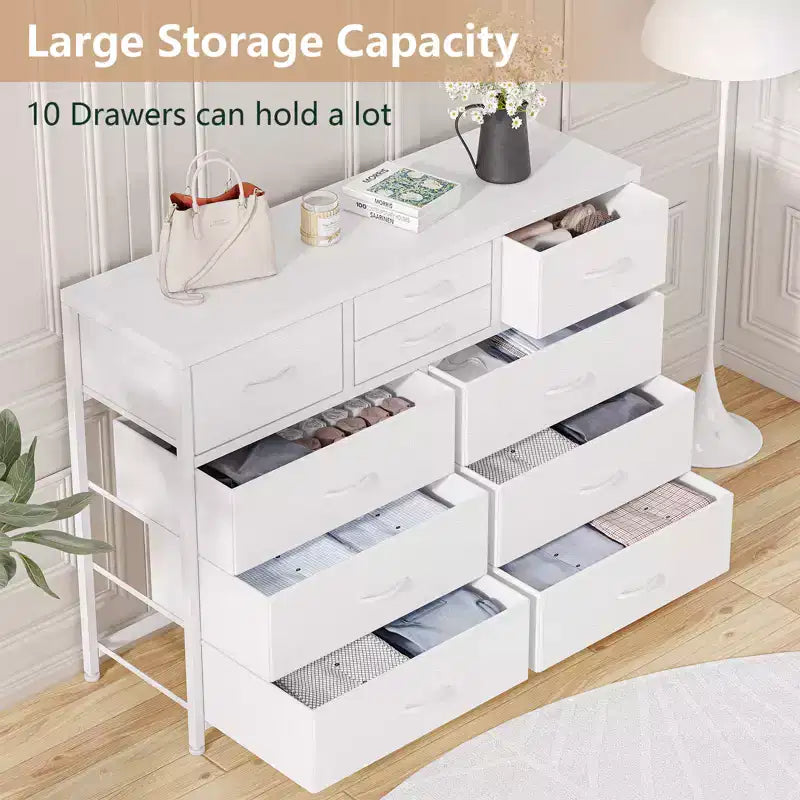 Cassettiera a 10 cassetti, mobile TV moderno e armadio contenitore per camera da letto, corridoio, cameretta