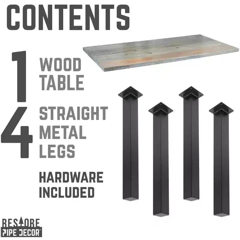 Scrivania da 122 cm in legno massello con gambe industriali in acciaio, grigio