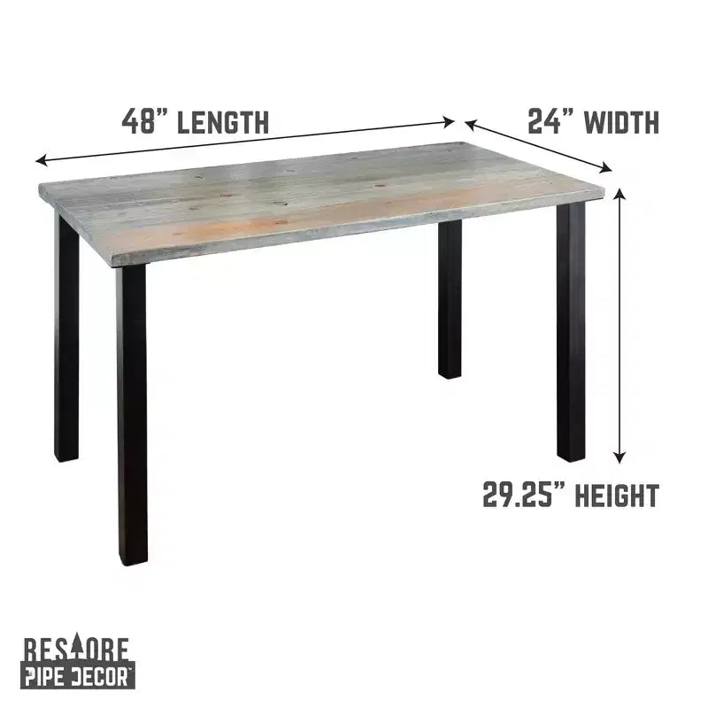 Scrivania da 122 cm in legno massello con gambe industriali in acciaio, grigio