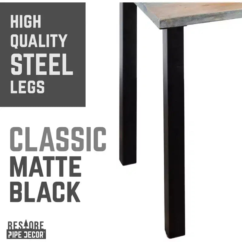 Scrivania da 122 cm in legno massello con gambe industriali in acciaio, grigio
